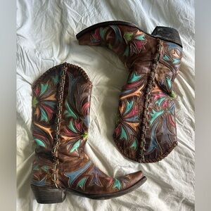 Genuine Leather, multicolored cowboy boots
